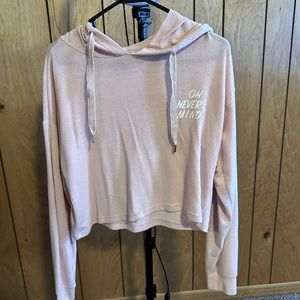 Pink long sleeve crop top “oh never mind”